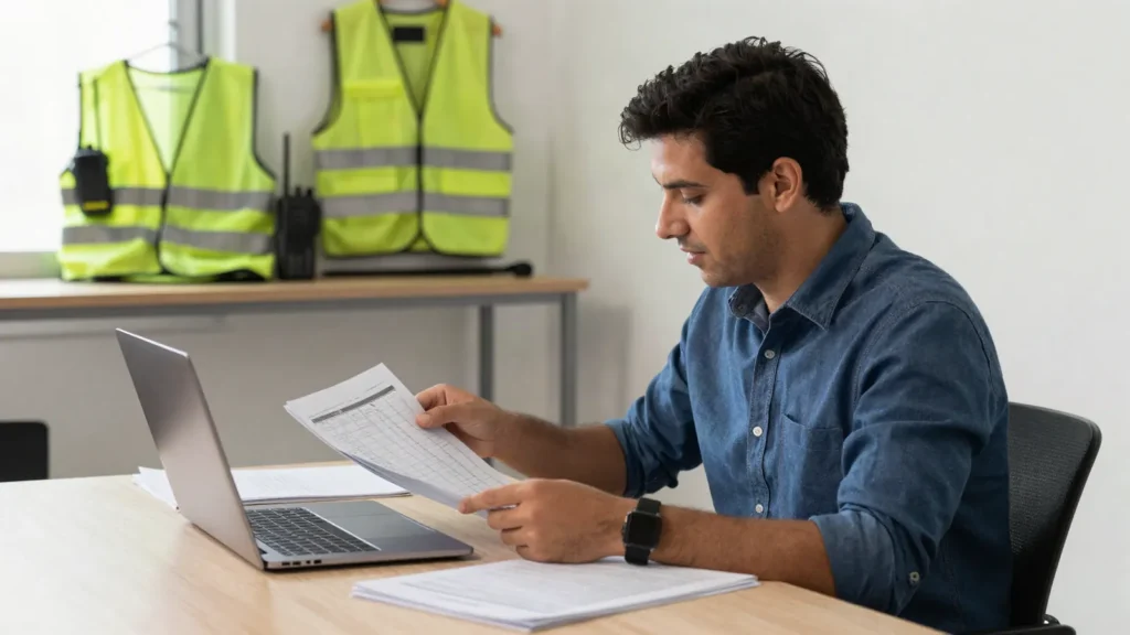 Imagem ilustrativa: dono de empresa de valet organizando escala e planilhas no escritorio