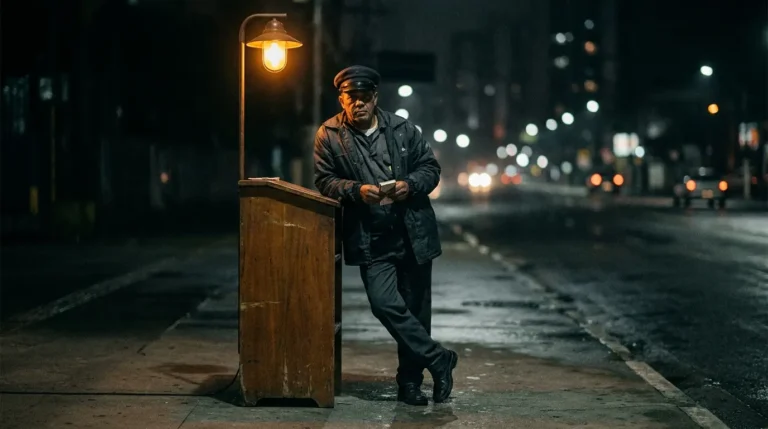 Imagem ilustrativa: manobrista aguardando no posto de valet durante a madrugada