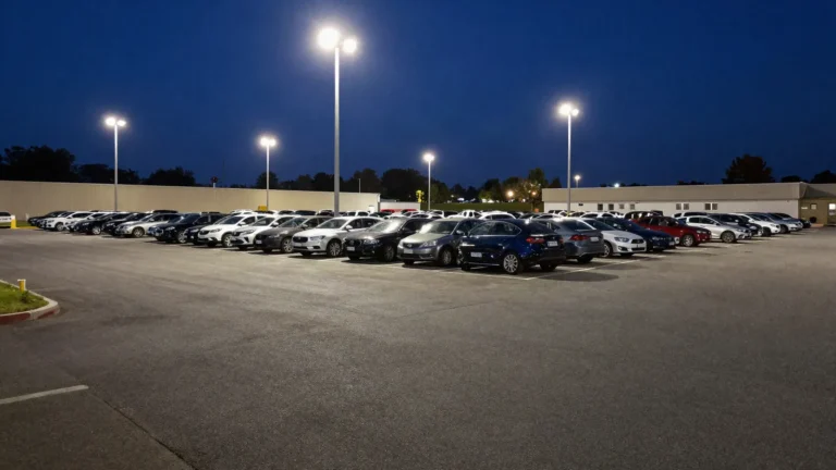 Imagem ilustrativa: bolsao alugado com carros estacionados durante um evento a noite